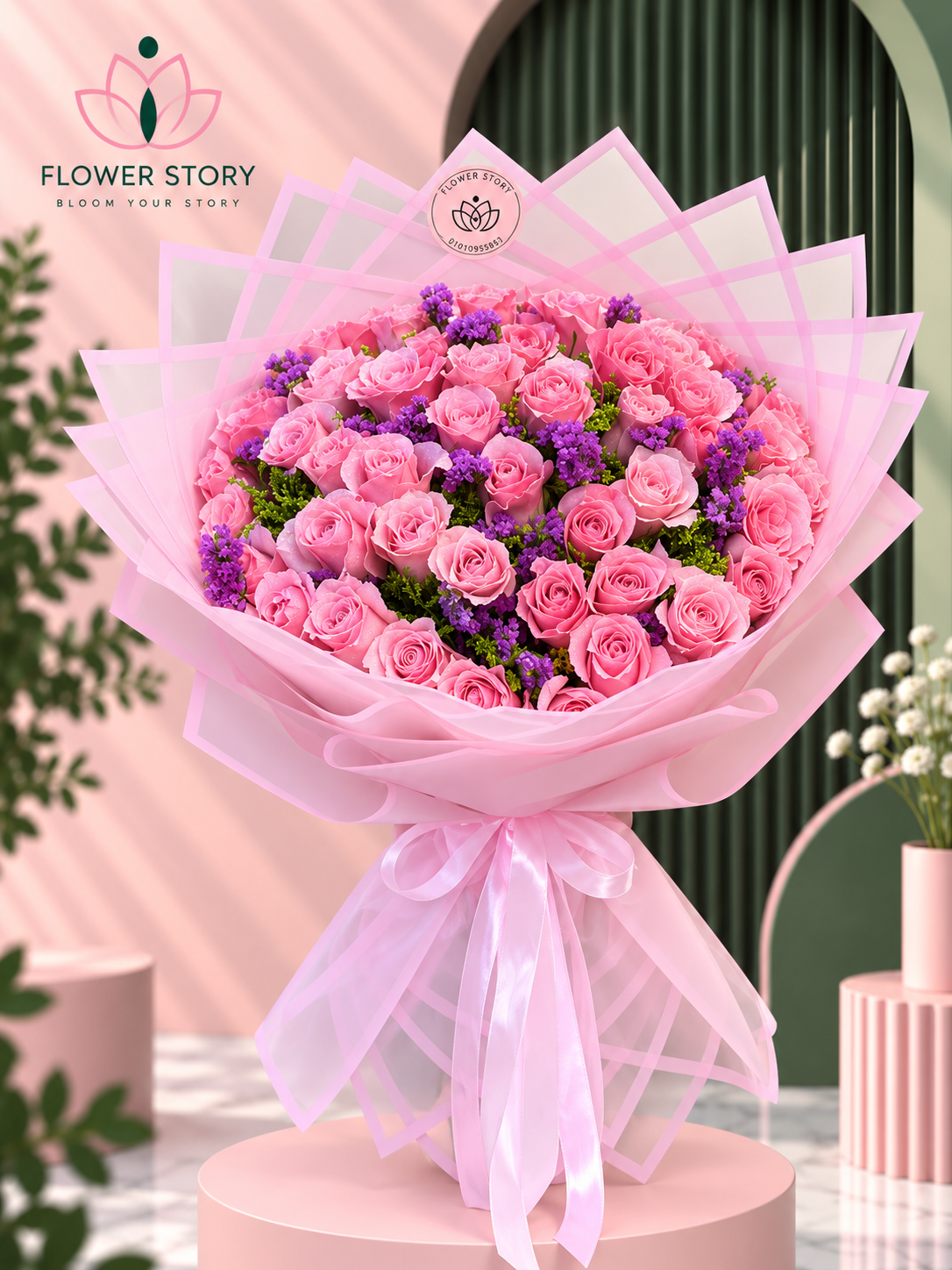 CAFEBBF0-BADE-4E39-A136-E85EDFB13096 Pink Rose Bouquet - Image 1